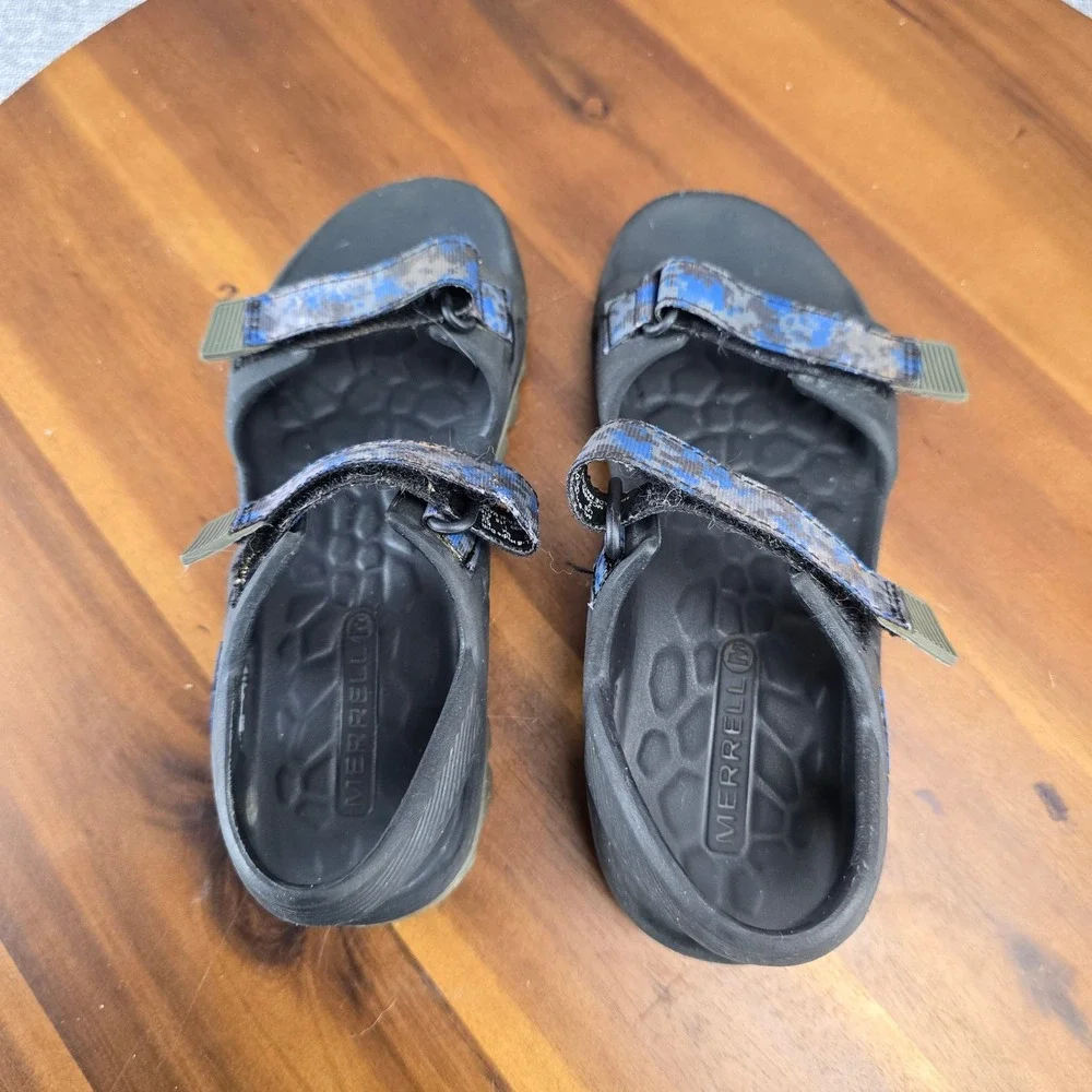 Merrell Hydro Drift Kids Sandals US 2 Black Blue Adjustable Straps Sporty Casual